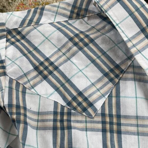 Vintage Plains Western Wear Plaid Cowboy Short Sleeve Rodeo Button Down Shirt - Picture 5 of 7